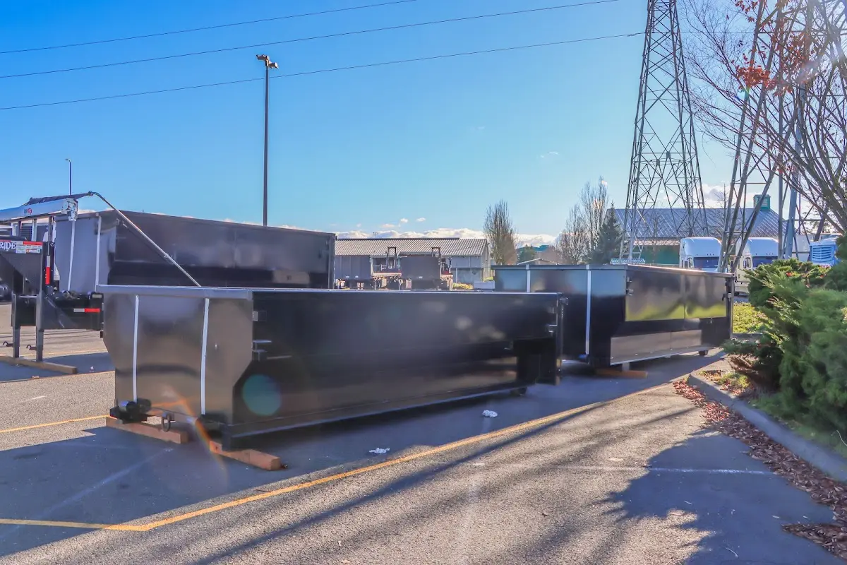 Roll-off dumpster ready for waste disposal at job site for 6 Yard Dumpster Rental in Schoolcraft